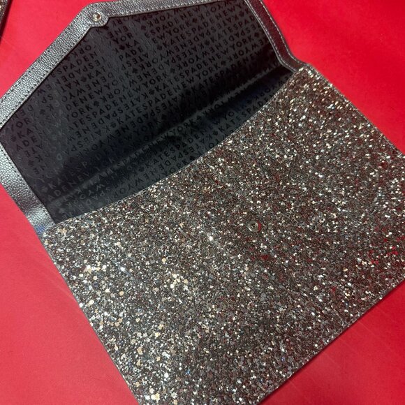 Kate Spade Glitter Clutch & Wallet Set – Sparkly Silver Black – Evening Glam - Picture 5 of 11